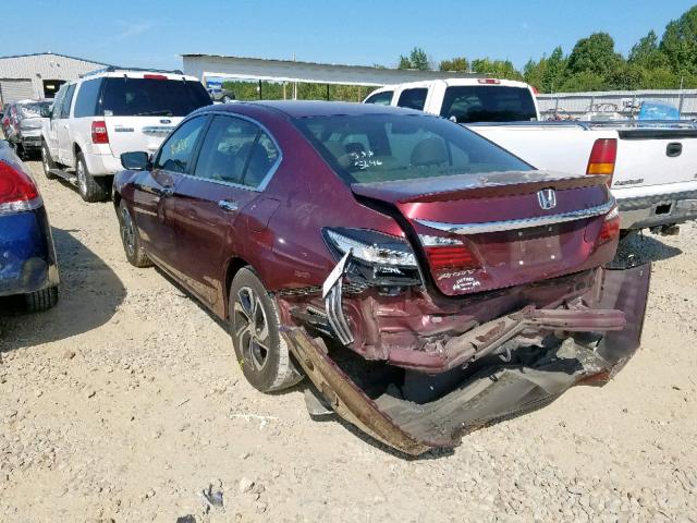 1HGCR2F34GA079226 - 2016 HONDA ACCORD LX MAROON photo 3