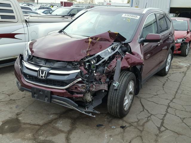 5J6RM4H77FL106113 - 2015 HONDA CR-V EXL MAROON photo 2