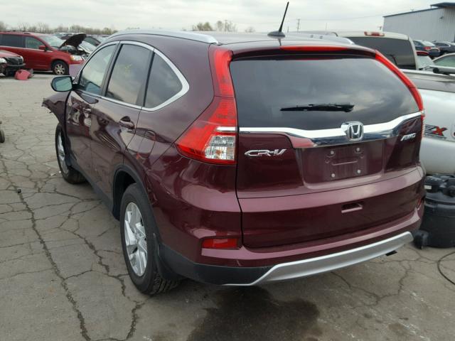 5J6RM4H77FL106113 - 2015 HONDA CR-V EXL MAROON photo 3