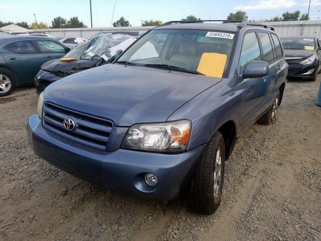 JTEEP21AX50069382 - 2005 TOYOTA HIGHLANDER BLUE photo 2