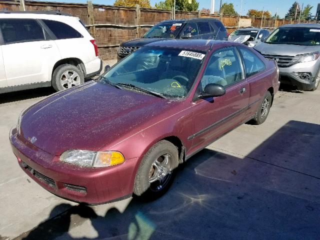 1HGEJ2144PL008466 - 1993 HONDA CIVIC DX MAROON photo 2