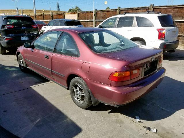 1HGEJ2144PL008466 - 1993 HONDA CIVIC DX MAROON photo 3