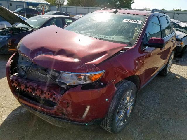 2FMDK4KC3DBC49211 - 2013 FORD EDGE LIMIT RED photo 2