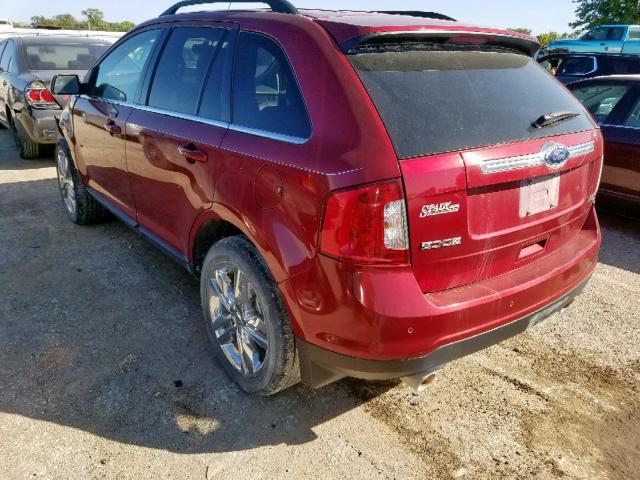 2FMDK4KC3DBC49211 - 2013 FORD EDGE LIMIT RED photo 3