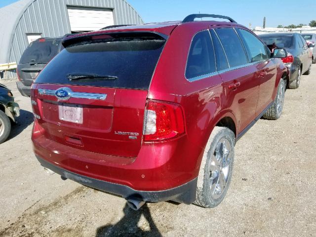 2FMDK4KC3DBC49211 - 2013 FORD EDGE LIMIT RED photo 4