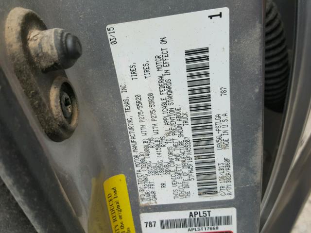 5TFHW5F16FX455207 - 2015 TOYOTA TUNDRA CRE SILVER photo 10