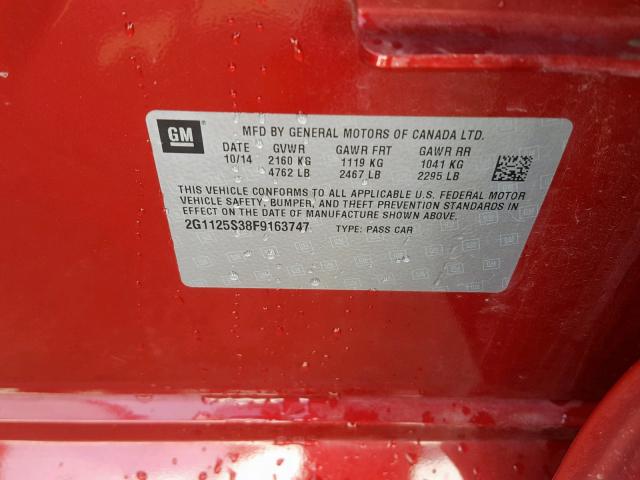 2G1125S38F9163747 - 2015 CHEVROLET IMPALA LT RED photo 10