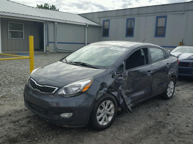 KNADN4A34E6348372 - 2014 KIA RIO EX GRAY photo 2