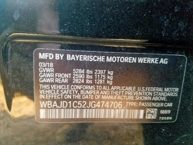 WBAJD1C52JG474706 - 2018 BMW 540XD BLACK photo 10