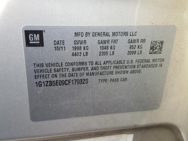 1G1ZB5E09CF179320 - 2012 CHEVROLET MALIBU LS ბეჟი ფოტო 10