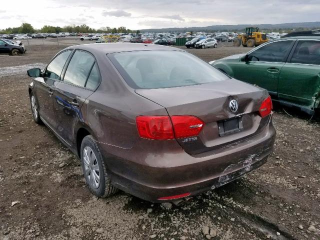 3VW1K7AJ3BM398378 - 2011 VOLKSWAGEN JETTA BASE 棕色 照片 3