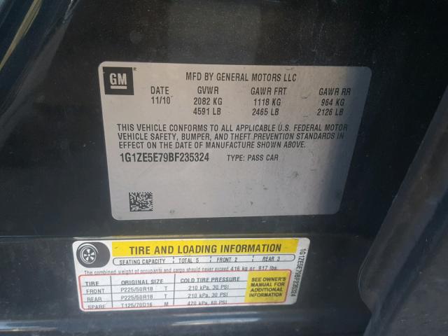 1G1ZE5E79BF235324 - 2011 CHEVROLET MALIBU LTZ 黑色 照片 10