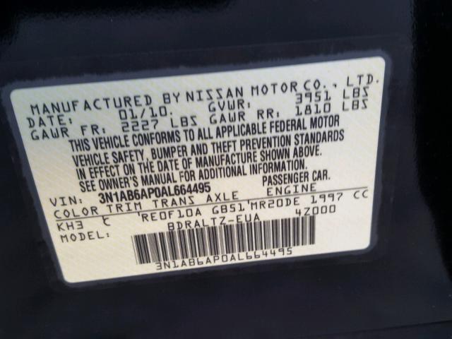 3N1AB6AP0AL664495 - 2010 NISSAN SENTRA 2.0 BLACK photo 10