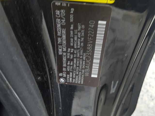 WBAUC73588VF22740 - 2008 BMW 135 I BLACK photo 10