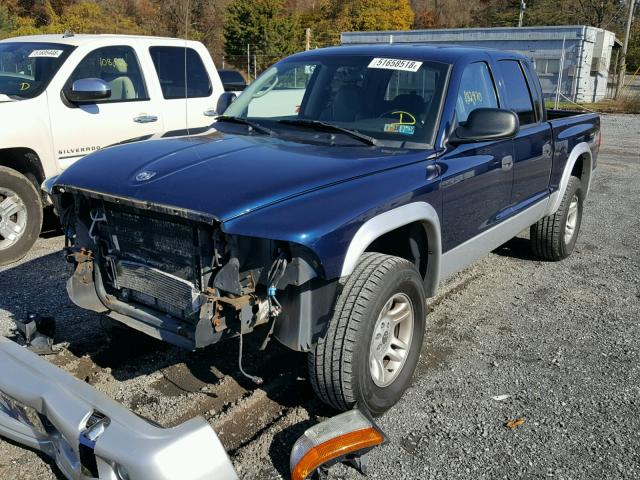 1D7HG48N54S601068 - 2004 DODGE DAKOTA QUA BLUE photo 2