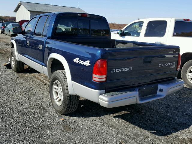 1D7HG48N54S601068 - 2004 DODGE DAKOTA QUA BLUE photo 3