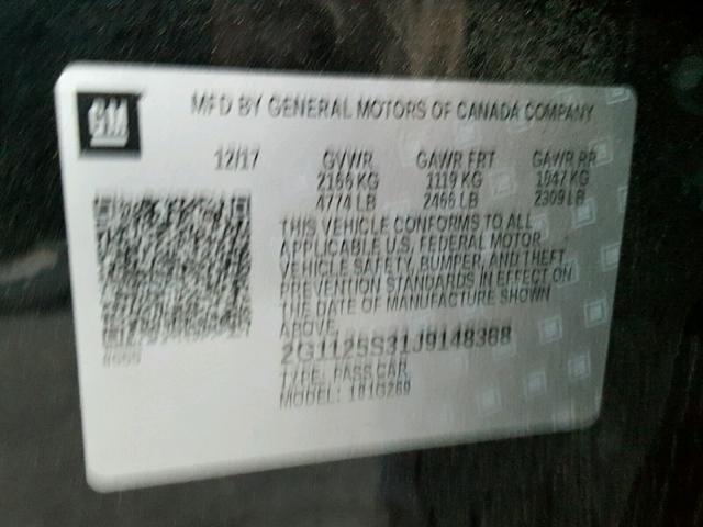 2G1125S31J9148368 - 2018 CHEVROLET IMPALA PRE შავი ფოტო 10