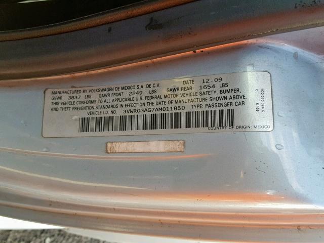 3VWRG3AG7AM011850 - 2010 VOLKSWAGEN NEW BEETLE 蓝色 照片 10