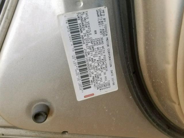 JT6HF10U3X0057109 - 1999 LEXUS RX 300 TAN photo 10