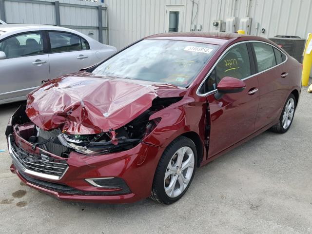 1G1BG5SM1G7307365 - 2016 CHEVROLET CRUZE PREM BURGUNDY photo 2