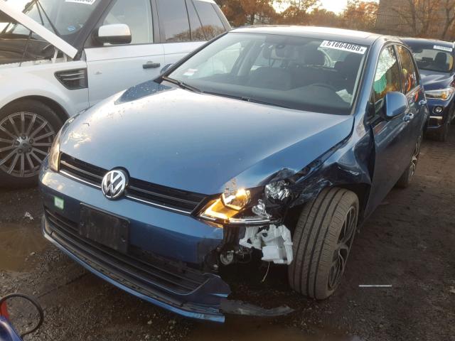 3VW217AU7HM037780 - 2017 VOLKSWAGEN GOLF S BLUE photo 2