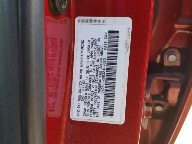 5Y2SL62863Z427060 - 2003 PONTIAC VIBE RED photo 10