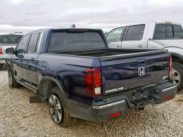 5FPYK3F6XJB012113 - 2018 HONDA RIDGELINE BLUE photo 3