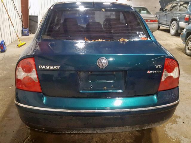 WVWTH63BX1E112993 - 2001 VOLKSWAGEN PASSAT GLX GREEN photo 9