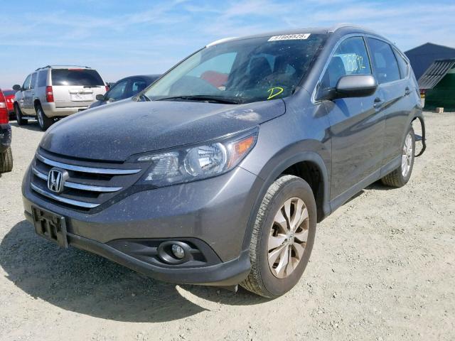 2HKRM4H76EH633522 - 2014 HONDA CR-V EXL GRAY photo 2