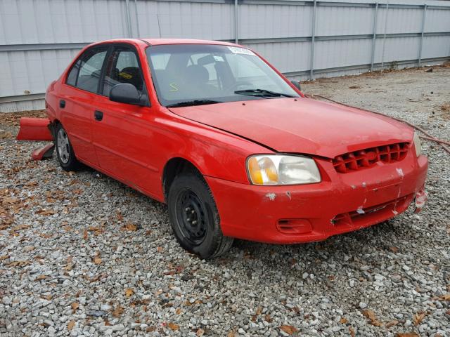 KMHCG45C02U354269 - 2002 HYUNDAI ACCENT GL RED photo 1