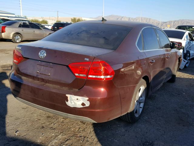 1VWBH7A38CC067772 - 2012 VOLKSWAGEN PASSAT SE MAROON photo 4