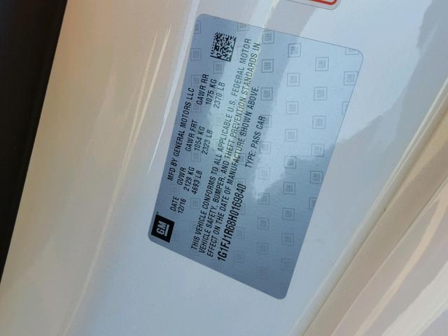 1G1FJ1R68H0169840 - 2017 CHEVROLET CAMARO ZL1 白色 照片 10