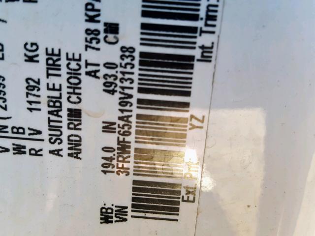 3FRWF65A19V131538 - 2009 FORD F650 SUPER WHITE photo 10