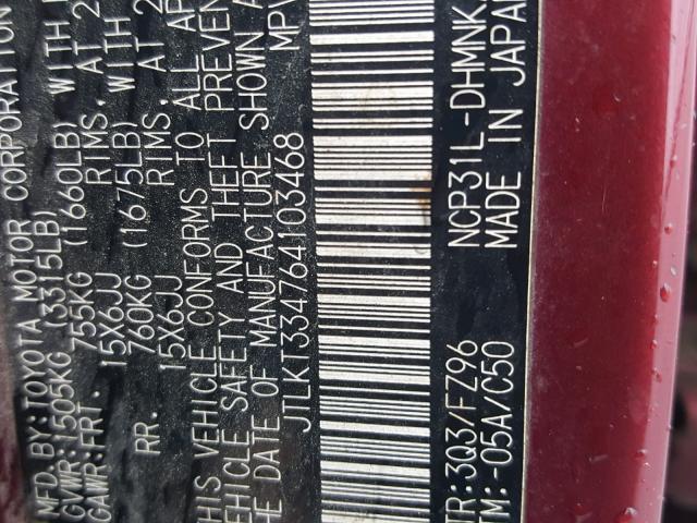 JTLKT334764103468 - 2006 TOYOTA SCION XB Tünd qırmızı foto 10
