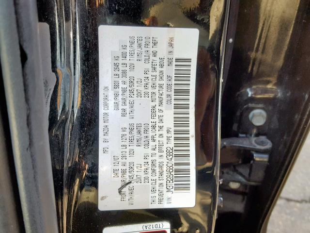 JM3TB28A680143862 - 2008 MAZDA CX-9 BLACK photo 10