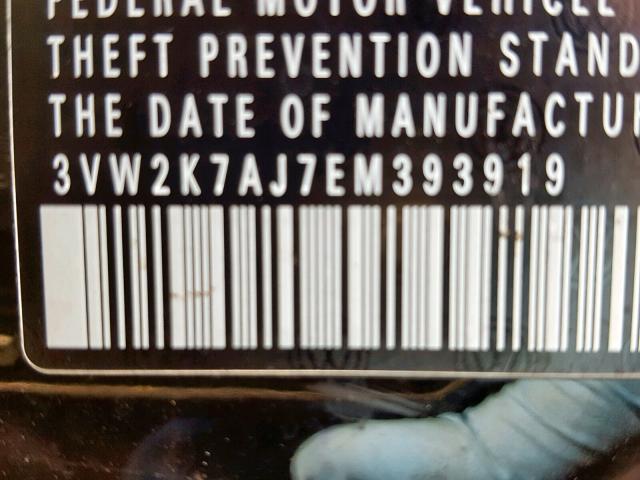 3VW2K7AJ7EM393919 - 2014 VOLKSWAGEN JETTA BASE 黑色 照片 10