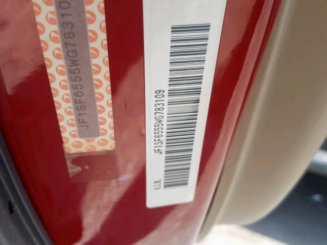 JF1SF6555WG783109 - 1998 SUBARU FORESTER S ბურგუნდია ფოტო 10