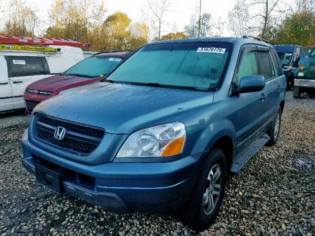 2HKYF18575H504210 - 2005 HONDA PILOT EXL BLUE photo 2