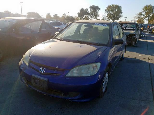 1HGES16324L015614 - 2004 HONDA CIVIC DX V BLUE photo 2