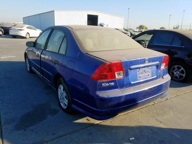 1HGES16324L015614 - 2004 HONDA CIVIC DX V BLUE photo 3