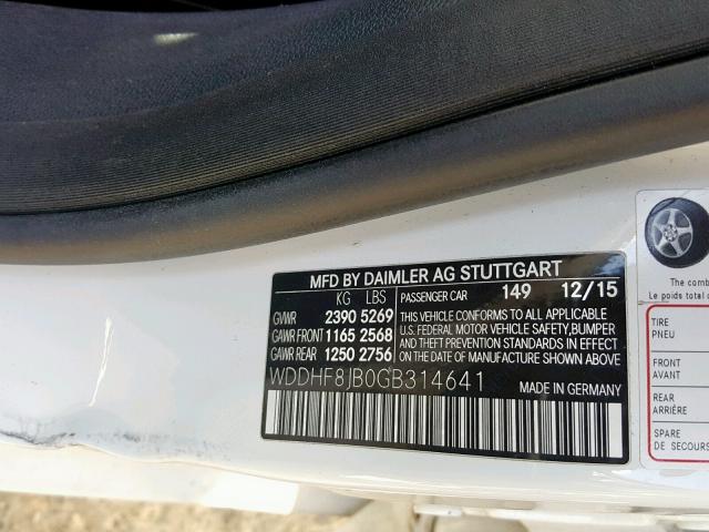 WDDHF8JB0GB314641 - 2016 MERCEDES-BENZ E 350 4MAT WHITE photo 10