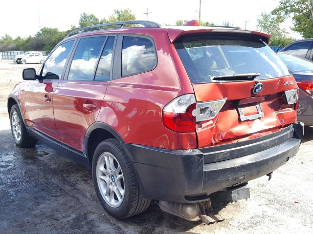 WBXPA73454WC42147 - 2004 BMW X3 2.5I RED photo 3