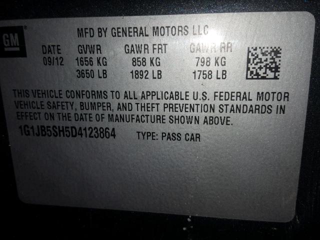 1G1JB5SH5D4123864 - 2013 CHEVROLET SONIC LS 石墨色 照片 10