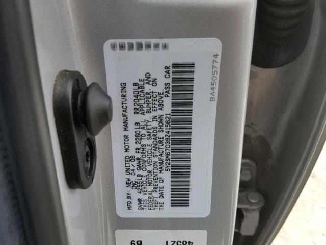 5Y2SM67039Z415621 - 2009 PONTIAC VIBE SILVER photo 10