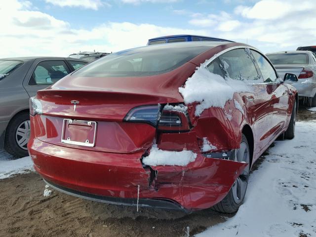 5YJ3E1EB8JF093478 - 2018 TESLA MODEL 3 RED photo 4