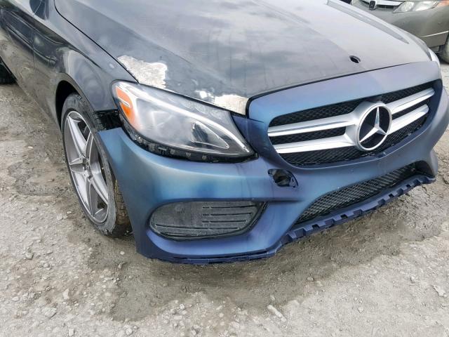 55SWF4KB1JU246135 - 2018 MERCEDES-BENZ C 300 4MAT BLUE photo 9