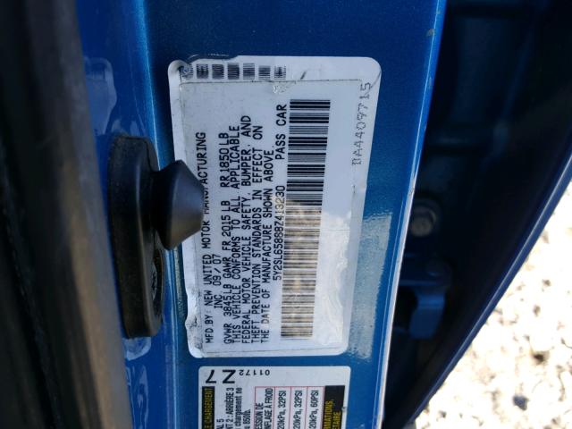 5Y2SL65888Z413230 - 2008 PONTIAC VIBE BLUE photo 10