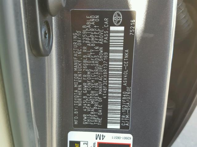 4T4BF3EKXBR137169 - 2011 TOYOTA CAMRY BASE Qara foto 10