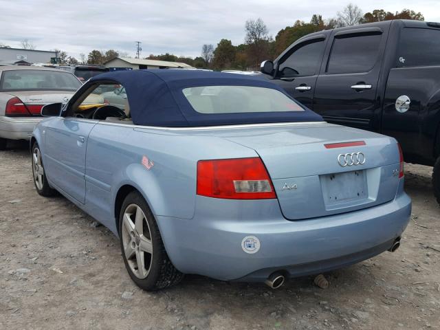 WAUDT48H74K015113 - 2004 AUDI A4 QUATTRO BLUE photo 3