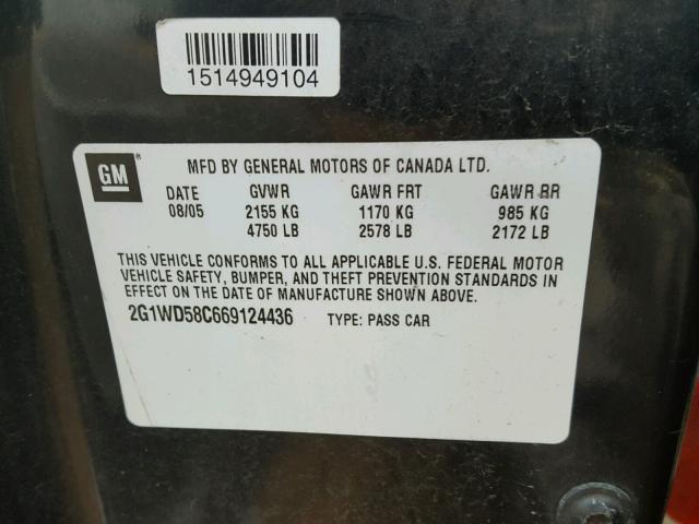 2G1WD58C669124436 - 2006 CHEVROLET IMPALA SUP 黑色 照片 10